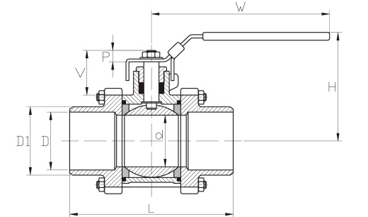 Кран шаровой под приварку нержавеющий 3pcs 1/4" PN63 / WOG1000 AISI 304 (L) / 1.4301 (7) / 08X18H10