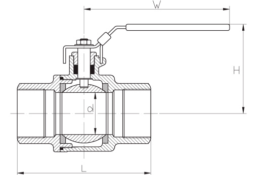 Кран шаровой муфтовый нержавеющий 2pcs 1/2" PN63 / WOG1000 AISI 304 (L) / 1.4301 (7) / 08X18H10
