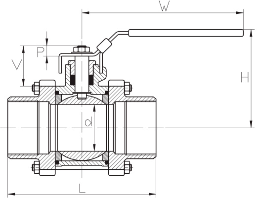 Кран шаровой муфтовый нержавеющий 3pcs 1/4" PN63 / WOG1000 AISI 304 (L) / 1.4301 (7) / 08X18H10